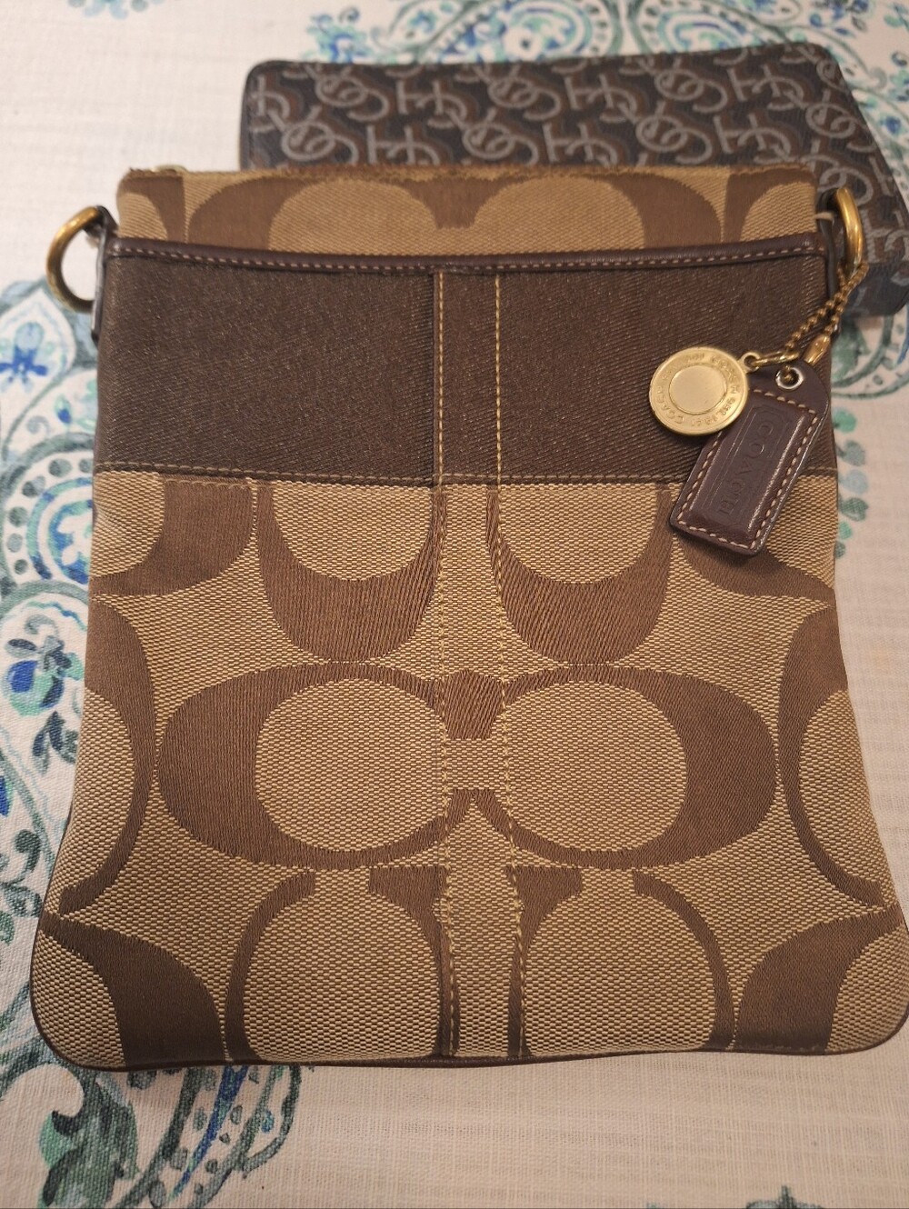 Coach Signature Jacquard Crossbody in Brown/Tan